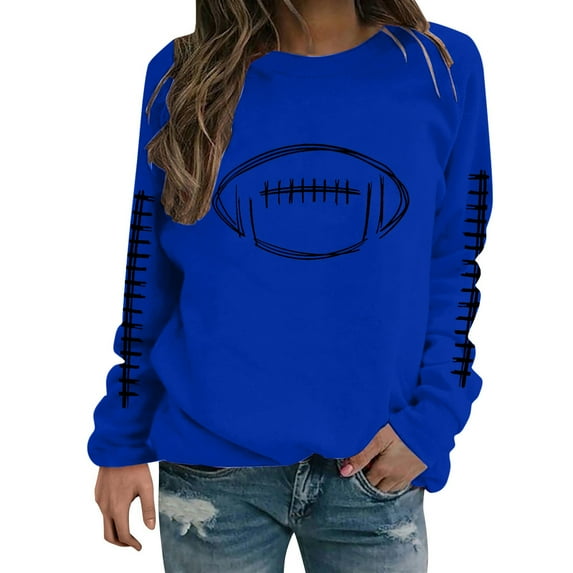 NMMUED Fall Outfits for Women, Fall Tops for Women, Womens Tops Casual, Oversized Crewneck Sweatshirt Women, Fall Clothes for Women, Blue XXL