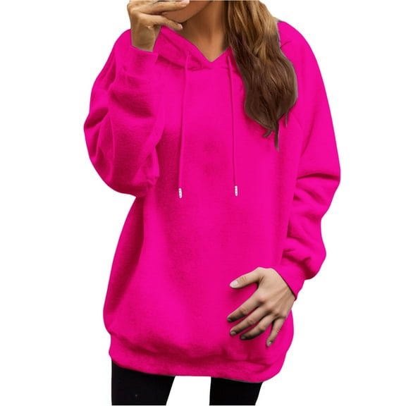 NMMUED Fall Outfits for Women, Going Out Tops for Women, Workout Hoodie, Travel Hoodie, Hoodies Y2k, Hot Pink XL