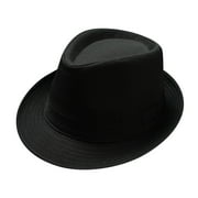 NMMUED Fedora Hat Men Felt Panama Jazz Hat Women Classic Manhattan Structured Trilby Hat Short Brim Vintage Fedora Hat with Band Black One Size