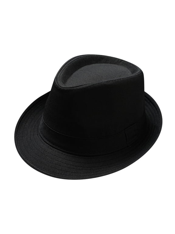 Fedora Hat Men Felt Panama Jazz Hat Women Classic Manhattan Structured Trilby Hat Short Brim Vintage Fedora Hat with Band Black One Size