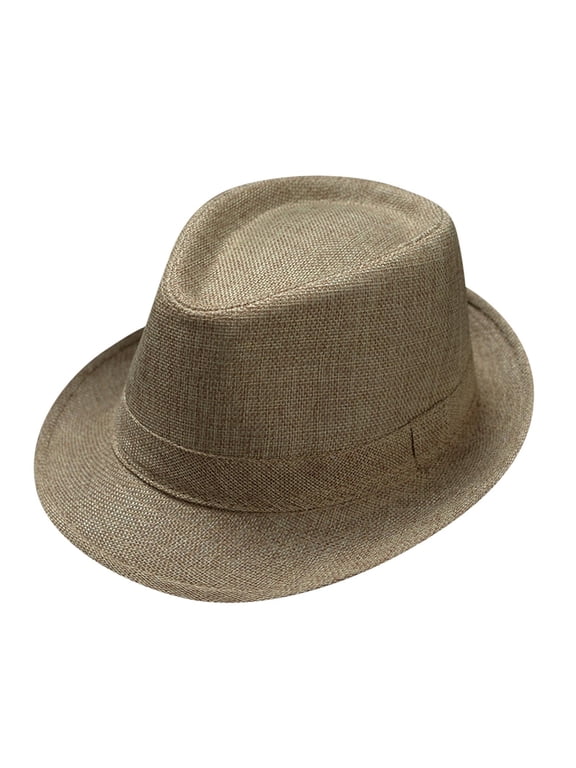 Fedora Hat Men Felt Panama Jazz Hat Women Classic Manhattan Structured Trilby Hat Short Brim Vintage Fedora Hat with Band Khaki One Size