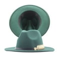 thumbnail image 1 of NMMUED Felt Hats for Women Wide Brim Boho Jazz Panama Style with Adjustable Buckle Vintage Sun Hat for Travel Green One Size, 1 of 2