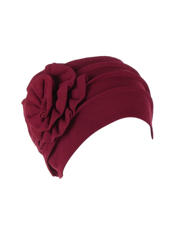 Floral Head Wraps for Black Women Pre-tied Turban Chemo Cap Hair Loss Cover Hat A One Size