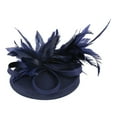 thumbnail image 1 of NMMUED Formal Fascinator Hats Women Church Dress Hat with Feathers Mesh Netting Wedding Guest Garden Party Tea Party Elegant Headpiece Navy, 1 of 9