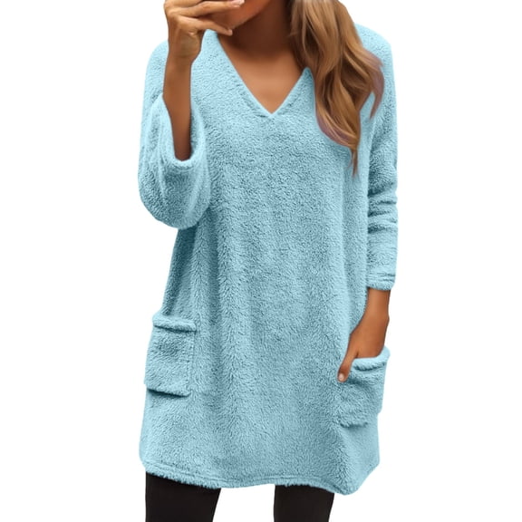 NMMUED Fuzzy Sweater for Women Pullover Sweaters for Women Long Sleeve Sweaters for Women Long Sweaters for Women Womens Pullover Sweaters Winter Clothing for Women Soft Sweaters for Women Sky Blue L