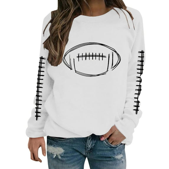 NMMUED Graphic Sweatshirts for Women, Fall Tops for Women, Pullover Sweatshirts for Women, Womens Crewneck Sweatshirt, Sweatshirt for Women, White S