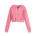 thumbnail image 1 of NMMUED Gym Hoodie, Womens Hoodies Pullover, Cropped Sweatshirt, Fall Outfits for Women, Plain Hoodies, Pink S, 1 of 4