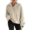 thumbnail image 1 of NMMUED Half Zip Pullover Women Fuzzy Sweatshirt for Women Fuzzy Sweatshirt for Women Quarter Zip Pullover Women Womens Sweatshirts No Hood, Beige L, 1 of 9