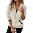 thumbnail image 1 of NMMUED Half Zip Pullover Women, Womens Fall Clothing, Workout Tops for Women, Half Zip Sweatshirt Women, Crewneck Sweatshirts Women, White S, 1 of 7