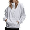 thumbnail image 1 of NMMUED Half Zip Sweatshirt Women, Crewneck Sweatshirts Women, Womens Fall Clothing, Mock Neck Tops for Women, 1/4 Zip Pullover Women, White M, 1 of 9