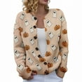 thumbnail image 1 of NMMUED Halloween Cardigan for Women Y2k Sweater Bat Sweater Button Up Sweaters for Women Halloween Womens Clothing Fall Clothes Halloween Jacket Beige S, 1 of 7