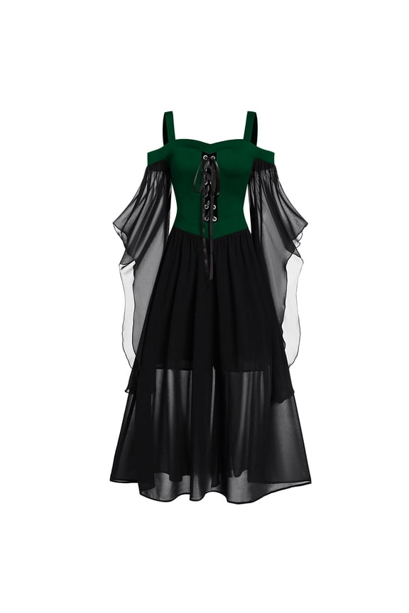 Halloween Costumes Women Renaissance Costume Women Gothic Dress Renaissance Dress Women Witch Outfits for Woman Maxi Dresses Witch Dress for Women Green 5XL
