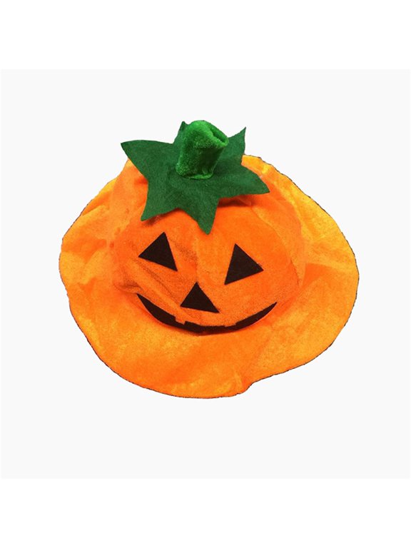 Halloween Pumpkin Hat Jack-o-lantern Wide Brim Cap Spooky Novelty Costume Accessory A One Size