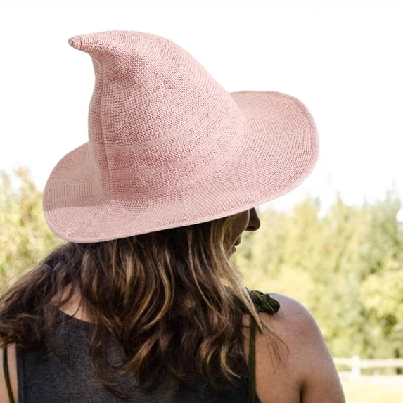 NMMUED Halloween Witch Hat for Women Wide Brim Halloween Hats for Party Halloween Accessories Costumes for Women Pink One Size