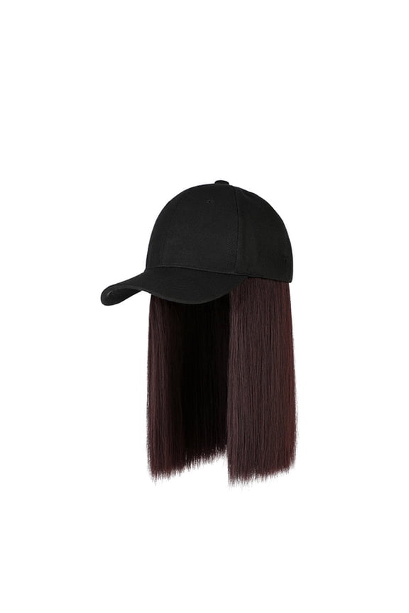 Hat Wig, Hat with Hair Attached for Women Baseball Cap with Hair Extensions, Short Bob Baseball Cap Wig Adjustable Hats for Daily Party B One Size