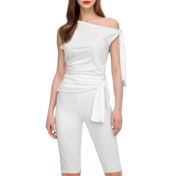 NMMUED Jumpsuits for Women Casual Strapless Jumpsuits for Women One Piece Jumpsuits for Women Capri Jumpsuits for Women Fitted Jumpsuits for Women Elegant Jumpsuits for Women, White XL