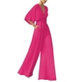 thumbnail image 1 of NMMUED Jumpsuits for Women Dressy One Piece Jumpsuits for Women Formal Jumpsuits for Women Elegant Jumpsuits for Women Short Sleeve Jumpsuit for Women, Hot Pink XL, 1 of 5