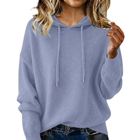 NMMUED Knits Clothing Hooded Sweater Pull Over Sweaters Womens Sweater Hoodies for Women Sweater Tops for Women Pullover Sweaters for Women Knit Top Gray XXL