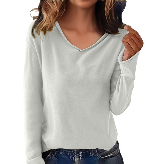 NMMUED Knits Clothing V Neck Sweaters Fall Sweaters for Women Knitted Tops for Women Sweater Tops for Women Fitted Sweaters for Women Pull Over Sweaters Womens White XL