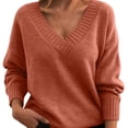 thumbnail image 1 of NMMUED Knits Clothing Womens Pullover Sweaters Soft Sweaters for Women V Neck Sweaters for Women Womens Tops Casual Knitted Sweater Fall Sweaters for Women Watermelon Red 4XL, 1 of 5