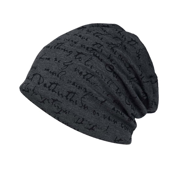 NMMUED Letter Print Slouchy Beanie Hat Lightweight Breathable Soft Knit Skull Cap Chemo Hat Gray 1 One Size