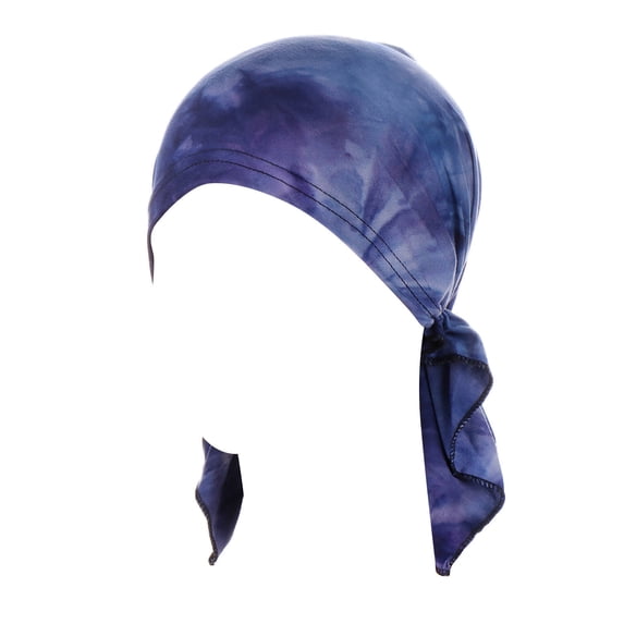 NMMUED Long Tail Turban Head Wraps for Women Pre-tied Beanie Chemo Cancer Hat Hair Cover Cap Sleep Bonnet Blue One Size