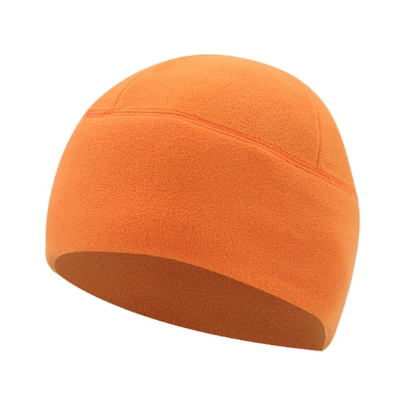 NMMUED Men's Athletic Skull Cap Thermal Fleece Helmet Liner Winter Running Cycling Beanie Orange One Size
