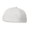 thumbnail image 1 of NMMUED Men's Breathable Mesh Docker Cap Perforated Brimless Hat Adjustable Summer Skull Cap White One Size, 1 of 5