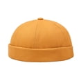 thumbnail image 1 of NMMUED Men's Brimless Docker Cap Solid Color Retro Sailor Hat Adjustable Skull Cap Beanie Yellow One Size, 1 of 6