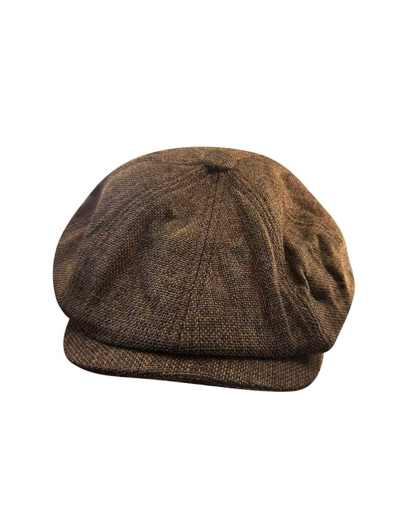 Men's Newsboy Cap Vintage Herringbone Flat Cap 8 Panel Gatsby Ivy Hat Winter Cabbie Cap Dark Green One Size