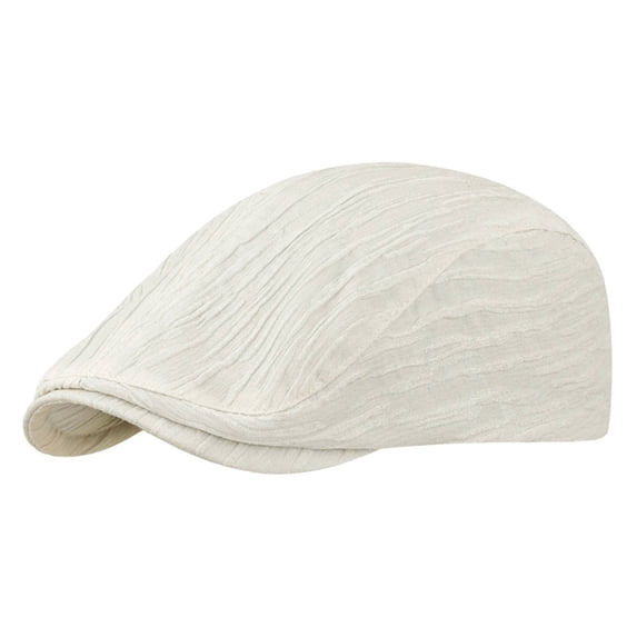 NMMUED Men's Textured Flat Cap Vintage Ivy Newsboy Hat Lightweight Breathable Driving Cabbie Cap Beige One Size