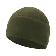 NMMUED Mens Thermal Fleece Beanie Winter Skull Cap Cycling Running Hat Under Helmet Liner Army Green One Size