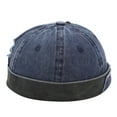 thumbnail image 1 of NMMUED Men's Vintage Distressed Docker Cap Patchwork Brimless Hat Adjustable Sailor Skull Cap Navy One Size, 1 of 1