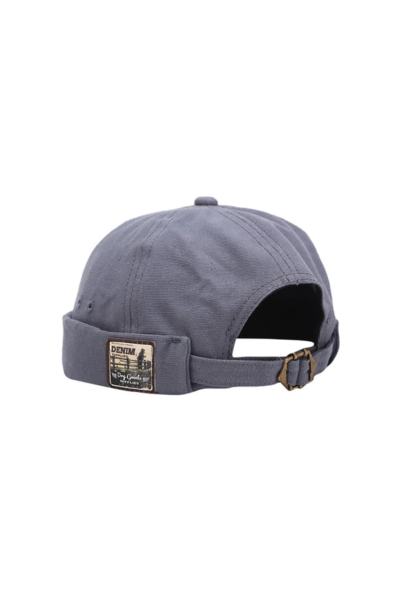 Mens Cotton Brimless Skullcap Sailor Cap Rolled Cuff Retro Beanie Hat Blue One size