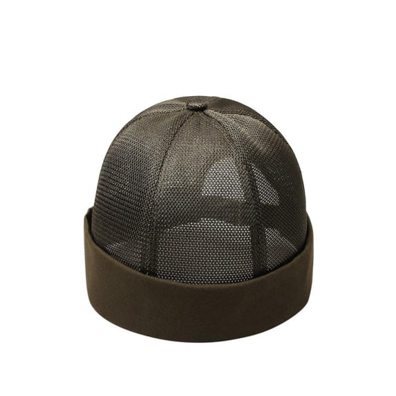NMMUED Mens Mesh Brimless Cap,summer Skullcap Docker Beanie Hat Army Green One Size