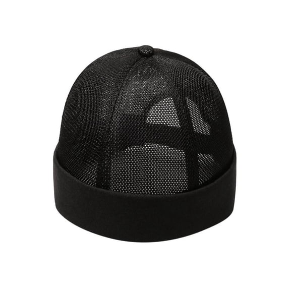 NMMUED Mens Mesh Brimless Cap,summer Skullcap Docker Beanie Hat Black One Size