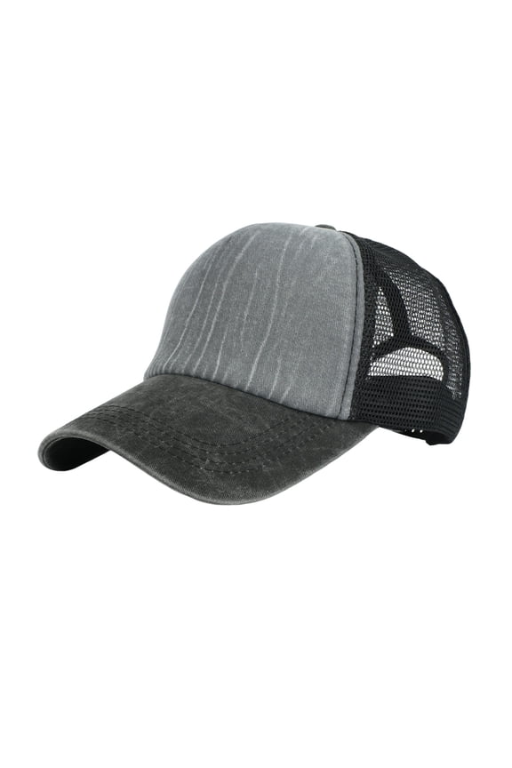 Mesh Baseball Cap Curved Brim Baseball Hat Mesh Hat for Men Women Running Hat Sun Protection Hat Ponytail Hats Adjustable Size Strapback Hat Gray One Size