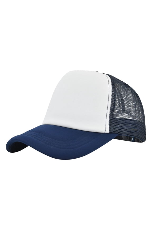 Mesh Baseball Cap Running Hat Curved Brim Baseball Hat Strapback Hat Breathable Sun Hat Adjustable Size Structured Front Panel Mesh Trucker Hat Dark Blue One Size