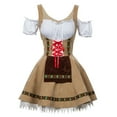 thumbnail image 1 of NMMUED Midi Dress Halloween Costumes Oktoberfest Costume Dirndl Dresses Women German Dirndl Dress for Women Traditional Dirndl German Outfit Women Khaki 3XL, 1 of 4