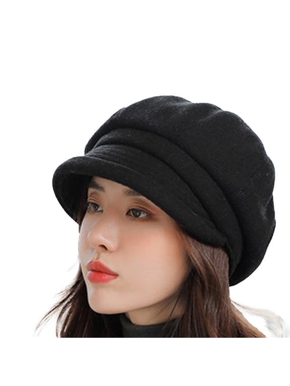Newsboy Cabbie Baker Boy Hat Beret Cap for Women Pageboy Visor Paperboy Hat Sailor Fiddler Hat Adjustable Black One Size