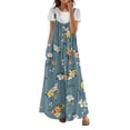 thumbnail image 1 of NMMUED Overalls for Women Loose Fit Linen Rompers Women Floral Overalls for Women One Piece Jumpsuits for Women Flowy Jumpsuits for Women, Light Blue 3XL, 1 of 7