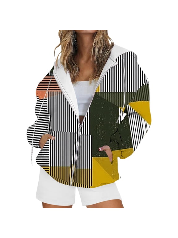Oversized Graphic Hoodies, Cute Hoodies, Womens Hoodies Zip Up, Full Zip Hoodies for Women, Gym Hoodie, Yellow 3XL
