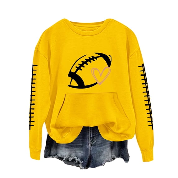 NMMUED Oversized Sweatshirt for Women, Cute Womens Tops, Womens Oversized Tops, Fall Sweatshirts for Women, Womens Fall Tops, Yellow XXL