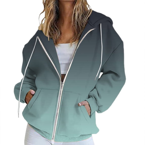 NMMUED Oversized Zip Up Hoodie for Women, Full Zip Hoodies for Women, Workout Clothes for Women, Workout Hoodies for Women, Workout Jackets for Woman, Gray S