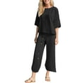 thumbnail image 1 of NMMUED Pants Sets Women 2 Piece Outfits Capri Sets Women 2 Piece Outfits Lounge Sets for Women Matching Sets Women Clothing Travel Outfits for Women, Black XXL, 1 of 5