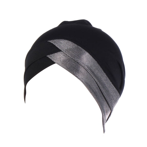 NMMUED Pleated Head Wraps for Black Women Pre-tied Turban Chemo Cap Hair Loss Beanie Bonnet Sleep Hat Wrap Black One Size