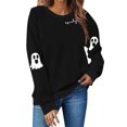 thumbnail image 1 of NMMUED Plus Size Halloween Shirt, Fall Tops for Women 2025, Halloween Long Sleeve Shirt, Cute Sweatshirts, Halloween Womens Clothing, Oversized Crewneck Sweatshirt Women, Black S, 1 of 7
