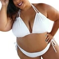 thumbnail image 1 of NMMUED Plus Size Swimsuits for Women Two Piece Bikini Set Halter Triangle Top Tie Side String Bottom Bathing Suits Summer Beachwear Swimming Pool Vacation White 4XL, 1 of 4