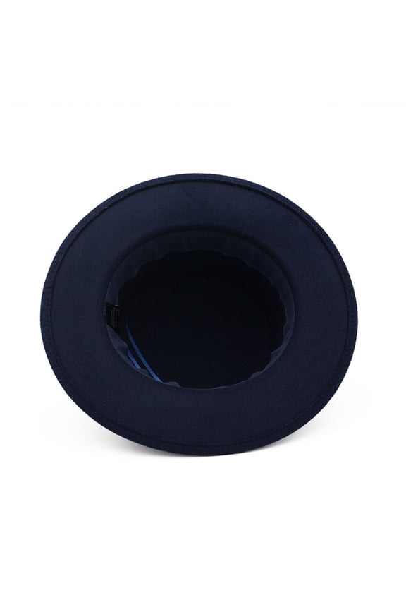 Pork Pie Hat for Men Women Short Brim Fedora Flat Hat Felt Boater Panama Hats Navy One Size