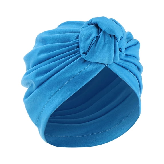 NMMUED Pre-tied African Turbans for Women Floral Beanie Chemo Cap Hair Loss Head Wrap Modest Headwear Blue One Size